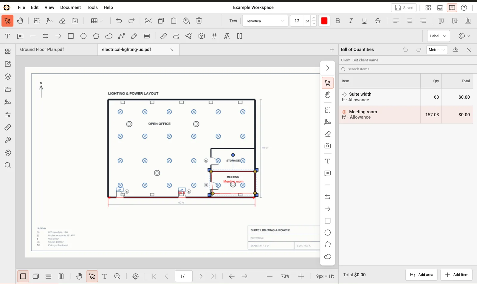 ContractorCounter workspace: Drawing to BoQ