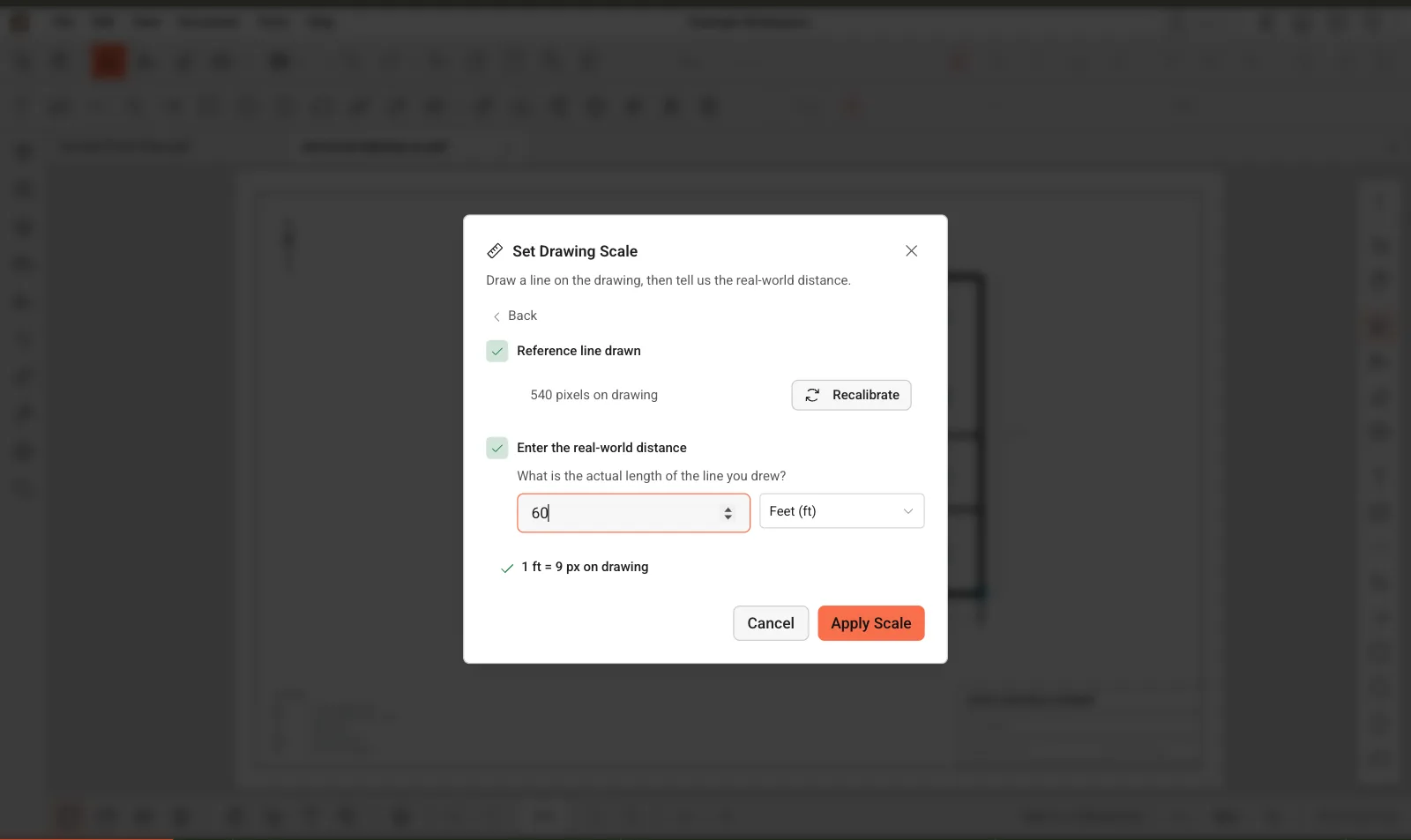 ContractorCounter workspace: Calibrated measurement workflow