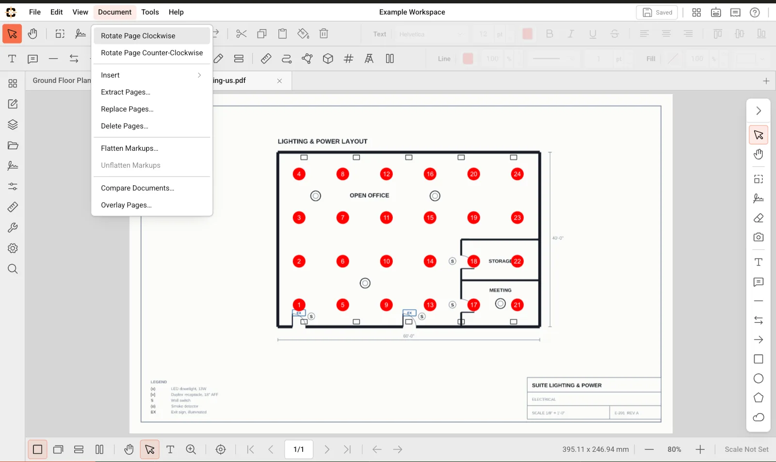 ContractorCounter workspace: Document menu