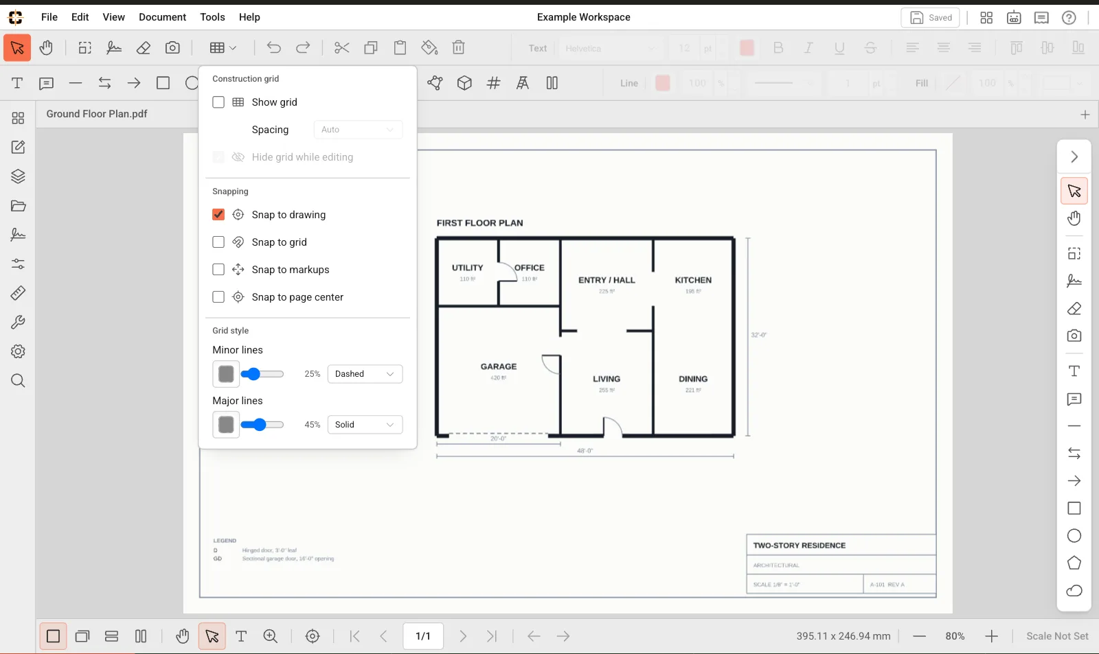 ContractorCounter workspace: Grid and snap controls