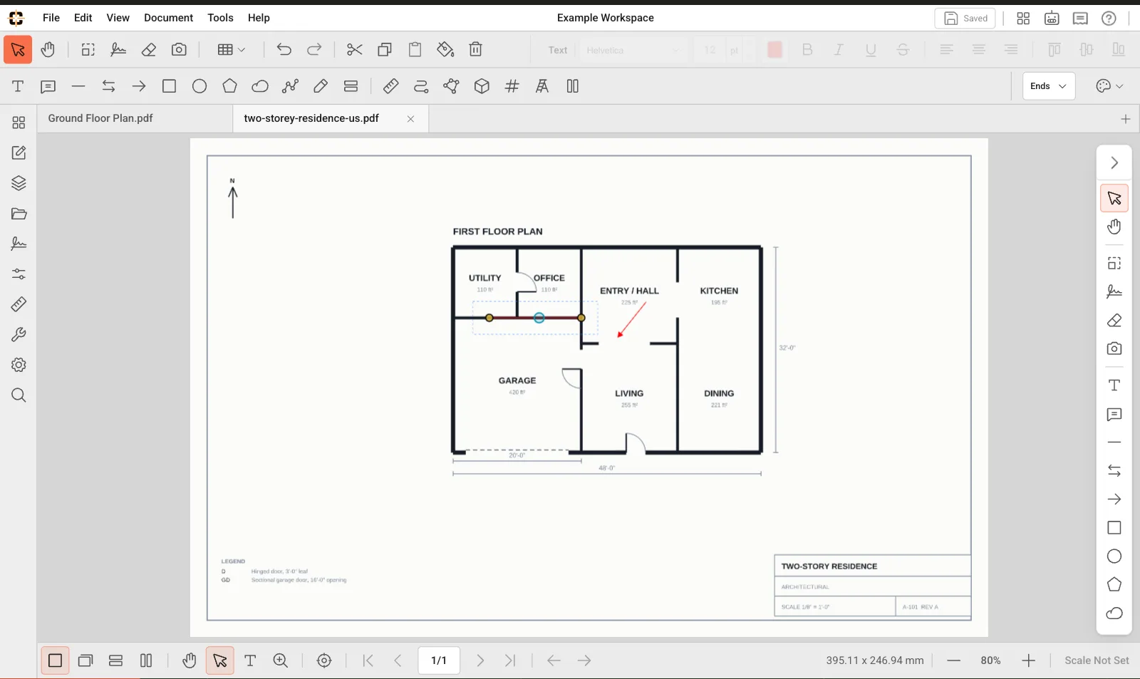 ContractorCounter workspace: Line and arrow markups