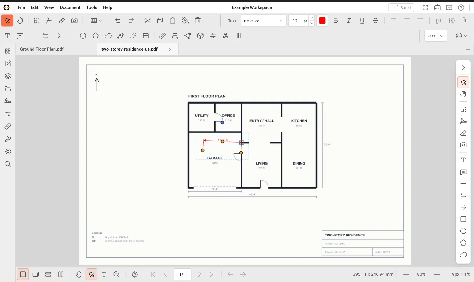 ContractorCounter workspace: Dimension markup